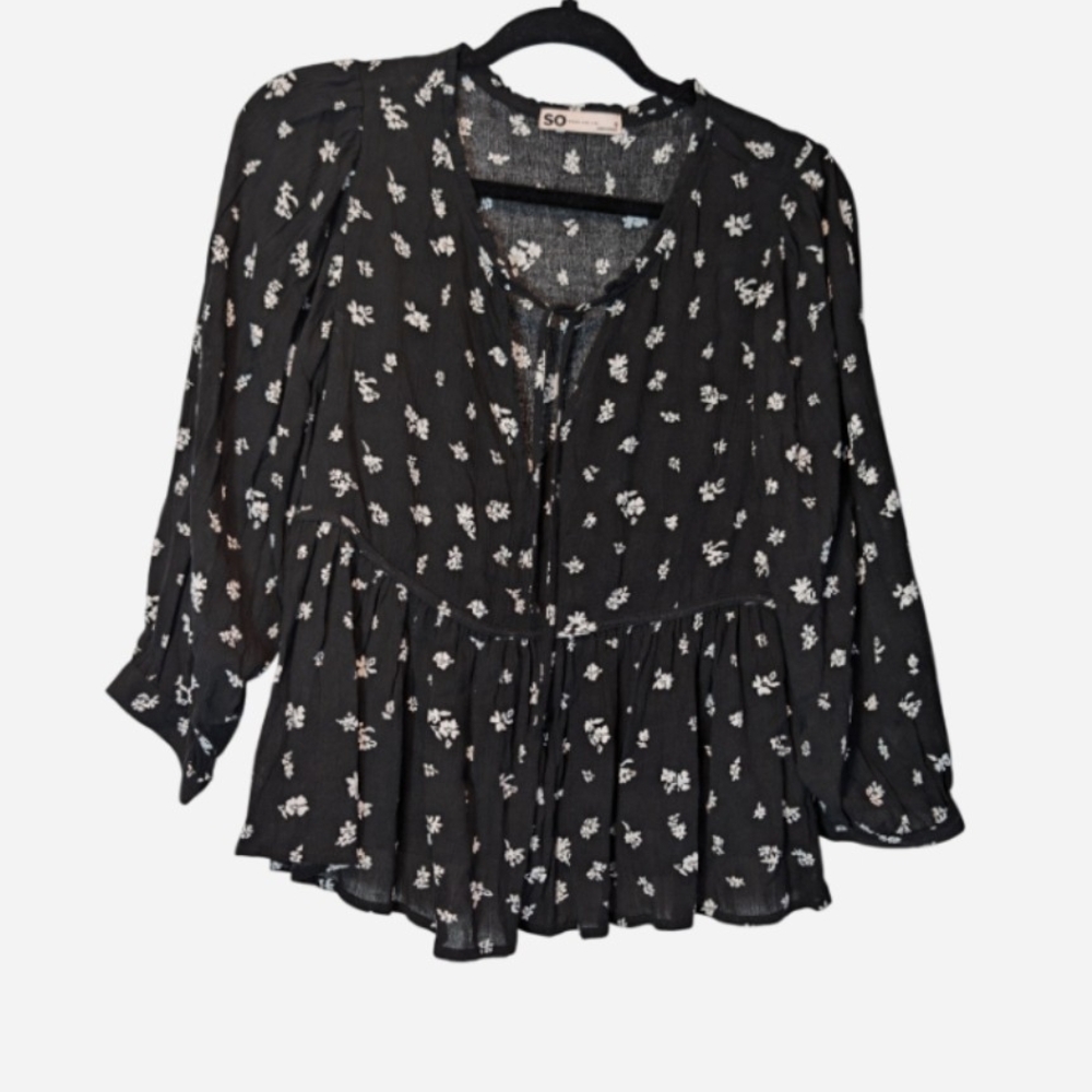 Black Floral Women's Top